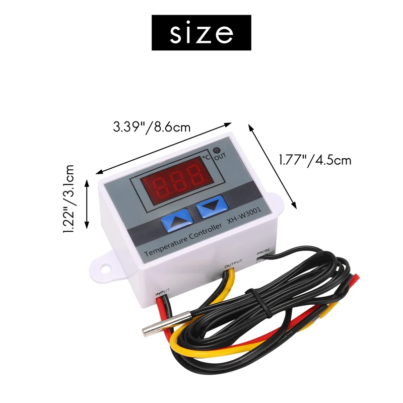 220V 디지털 LED 온도 컨트롤러 10A 온도 조절기, 스위치 포함, 디지털 디스플레이 인큐베이션 컨트롤러