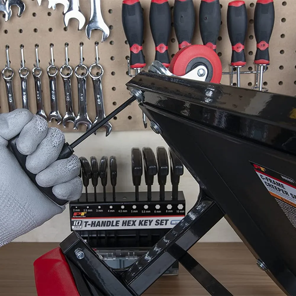 10pc Metric or Inch T-Handle Hex Key Allen Wrench Tool Set or Star T-Handle Hex Key Set with Convenient Storage Stand