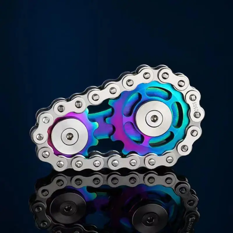 

Gyro Bike Chain Fidget Toy Stress Relief Sensory Bicycle Sprocket Stainless Steel Flywheel Fingertip Metal Alloy Spinner Adult