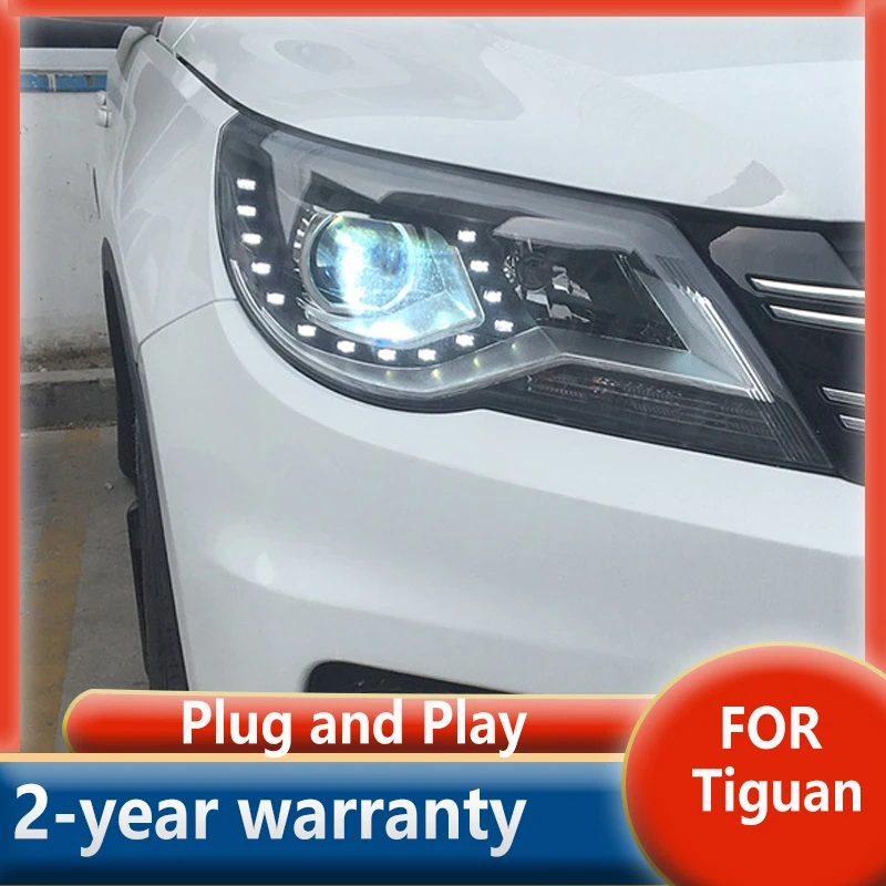 

For Tiguan Headlights 2010 2011 2012 LED Headlight LED DRL Hid Head Lamp Angel Eye Bi Xenon Beam Accessories