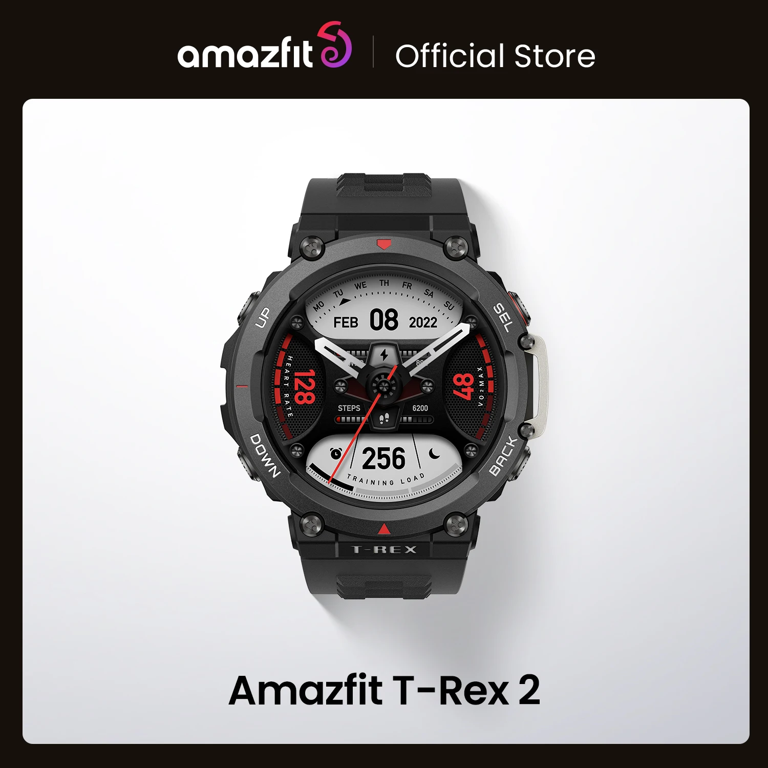 Reloj deportivo - AMAZFIT Amazfit T-Rex 2, Negro, 1,39