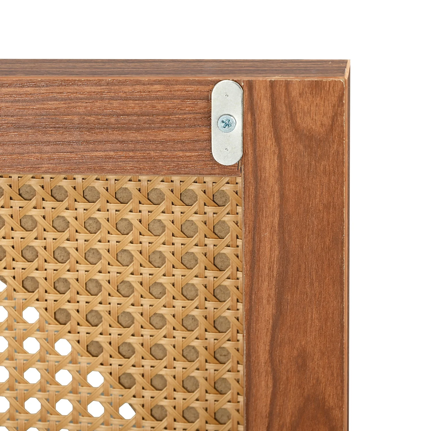 Sideboard mit 3 Rattan-verzierten Türen, Kommode mit Metallgriffen, für Schlafzimmer, Wohnzimmer und Büro – Detail 20