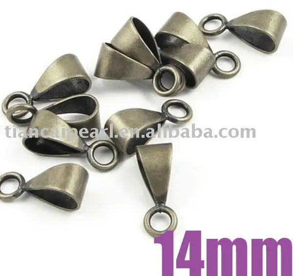 

500pcs 14MM Stok Promotion items Antique Brass Bronze Pinch Clip Pendant Bails