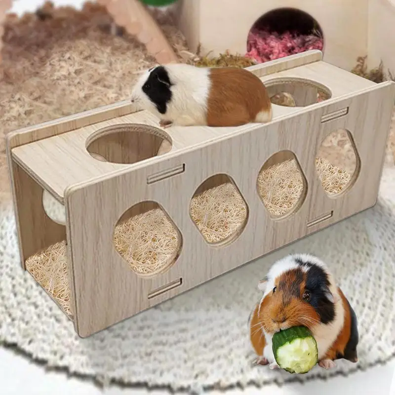 Small Pet Tunnel Hamster Cage Tunnel Hamster Toy Maze Hamster Tunnel Escape Toy Small Wooden Hamsters Bunnies Tunnel Tube Toys Teeth Grinding Natural Wood Chew Toy Small Pet Supplies