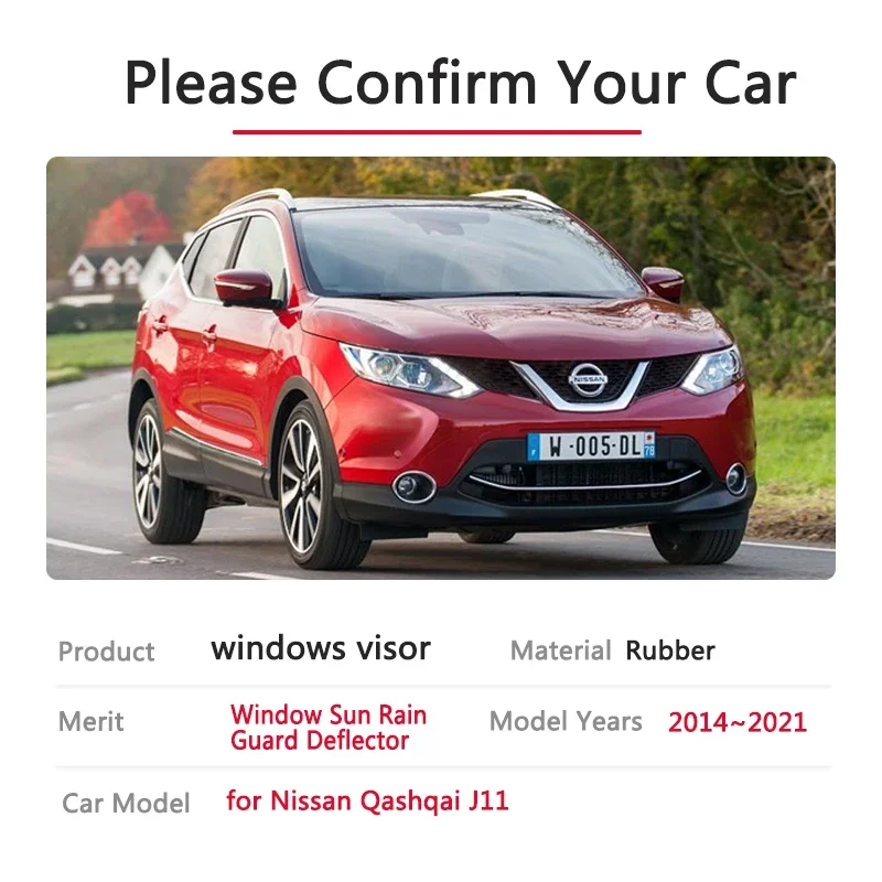 CNLIHT 4 PièCes Déflecteurs latéraux pour Nissan Juke 2012-2019,  Déflecteurs Vent Fenêtre Latérale Visières Pare-Pluie Pare-Vent De Porte  Pare-Vent