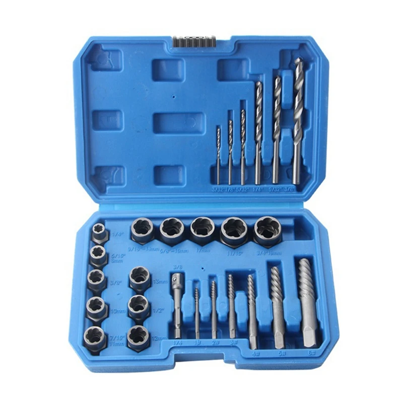 

26 PCS Hex Screw Tool Sleeve Broken Wire Extractor Silver Steel Is Used To Remove Damaged Studs, Bolts And Screws.
