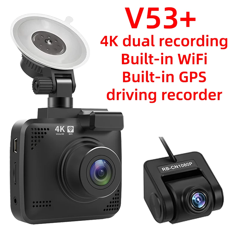 V53 3.0 IPS 4K HD Car Recorder with 170° Recording Angle with G Sensor, GPS, Wifi, Loop Recording, Parking Monitoring, Night Vision (4K @3840*2160P)