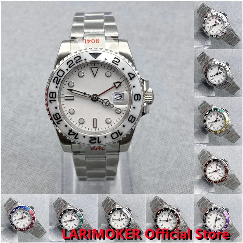 

LARIMOKER 2022 Новинка 40 мм белый дизайн GMT роскошное поступление Автоматические Мужские часы 904L устричный ремешок сапфировое стекло отвертка Корона