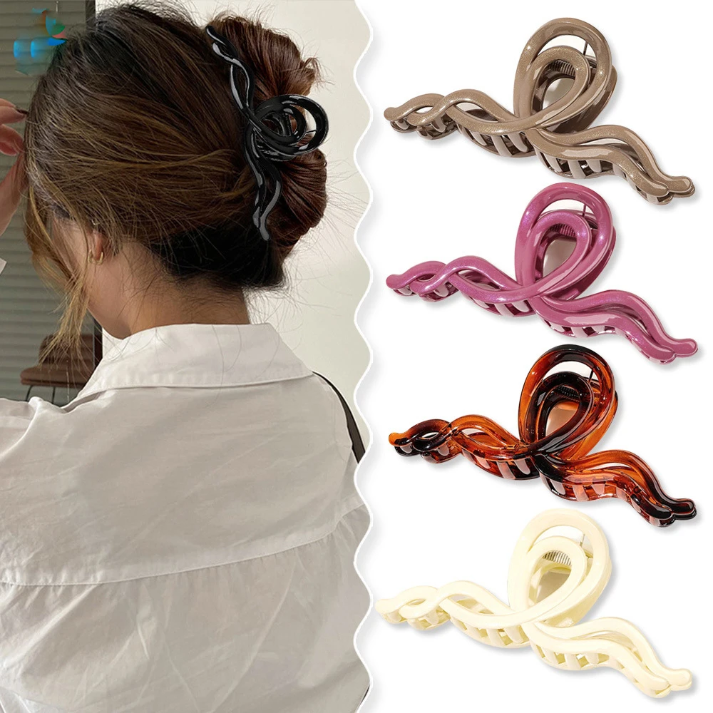 14CM Woman Extal Large Double Cross Wave Plastic Hair Claw Barrettes Fashion Bathing Hair Clips Headwear Girl Hair Accessories plastic soft tooth clip 5mm thick foam isolation corner connection t shaped cross l shaped soft material fixing clamp