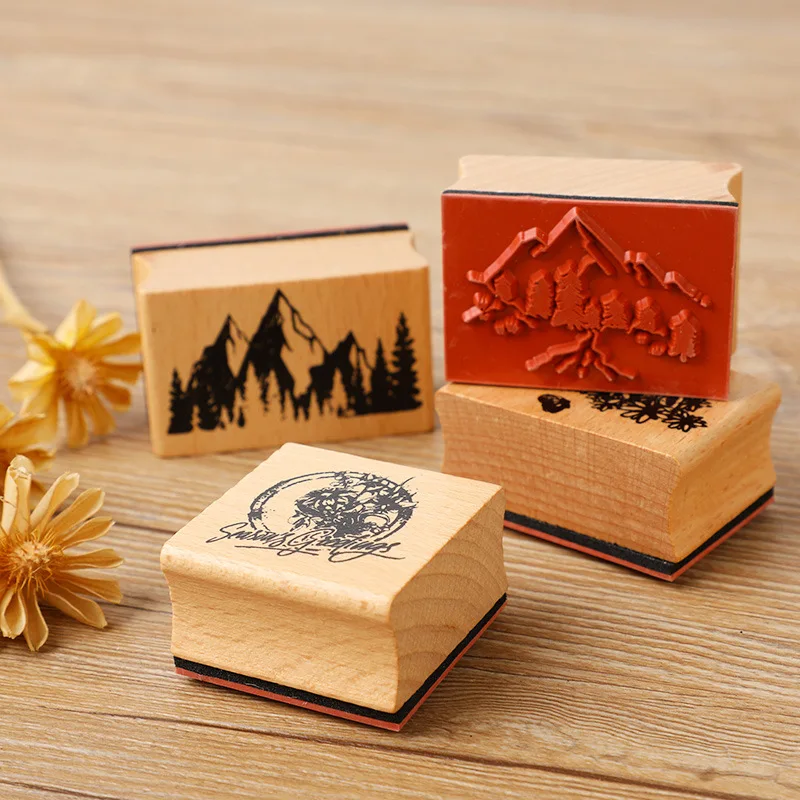 Timbre En Caoutchouc Pomme De Pin - Design Vintage En Bois, Pour Scrapbooking, Cartes, Journal - Loisirs Créatifs Et Bricolage - 9