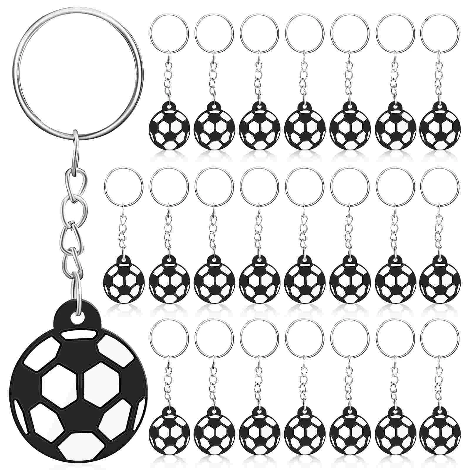 24 Pcs Creative Football Keychains Sport Style Soccer Pendant Keyrings Party Favors Game Souvenir Gifts