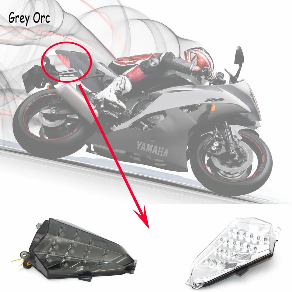 

Светодиодный задний фонарь для YAMAHA YZF-R6 YZF R6 2006-2007, задний фонарь, встроенный поворотный сигнал, мигающий фонарь, Аксессуары для мотоцикла