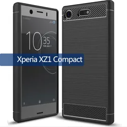 Luxury Carbon Fiber Silicone Phone Case - Soft and Stylish Protection - Sony XZ1 Compact (Black)