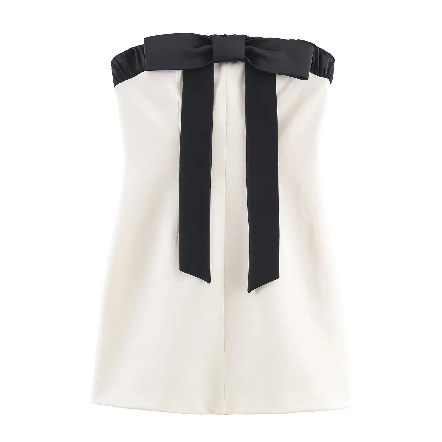 Women's Summer Mini Dress Female Elegant Strapless Dress Chic Bow Patchwork Slim Fit Short Dress Lady Fashion Sexy Party Frocks