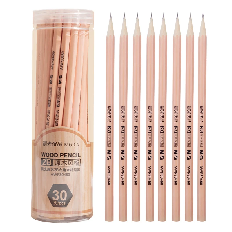 M&G 2B Pencils 30pcs Log Hexagonal Wooden Pencils Student Exam Writing Art Sketching Drawing Wooden Pencils 6