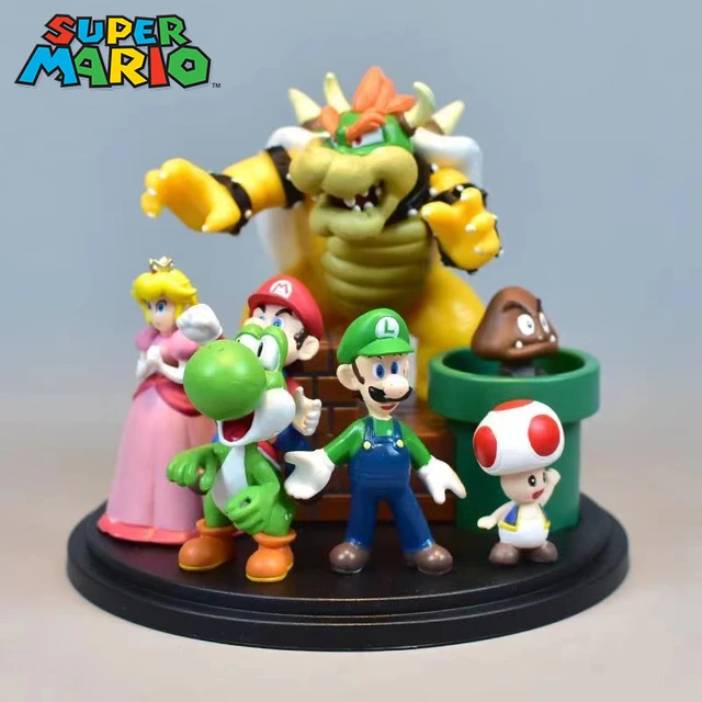 Figura de acción de Super Mario Bros, Luigi, Yoshi, Bowser, Kinopio,  Goomba, modelo de juego, adornos de escritorio, Figuras de Mario, juguete  coleccionable, regalo - AliExpress