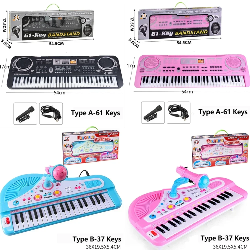 Kids Piano Keyboard Chriyungel Kids Electronic Piano Keyboard with Microphone 61 / 37 Keys Organ Musical Instrument Toy Gift for Child Beginners