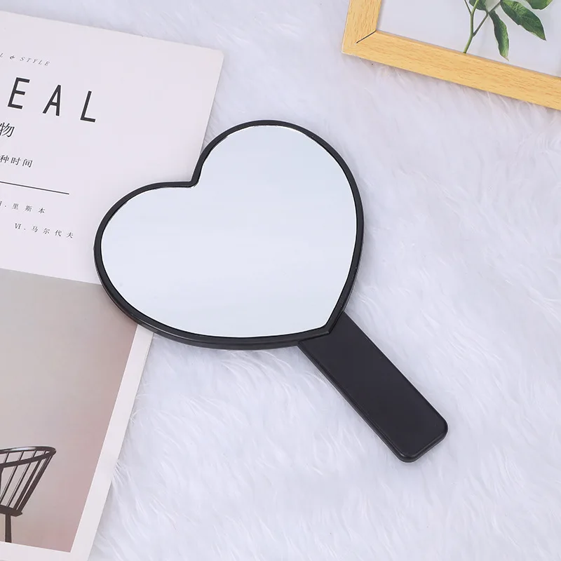 Handheld Makeup Mirror Heart Shape Kawaii Vanity With Handle Hand Cute