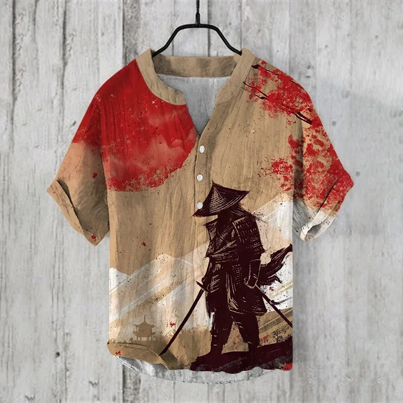 Cute kitten 3D digital printing men's casual shirt 2023 new men's short-sleeved shirt cross-border men's 3-breasted shirt