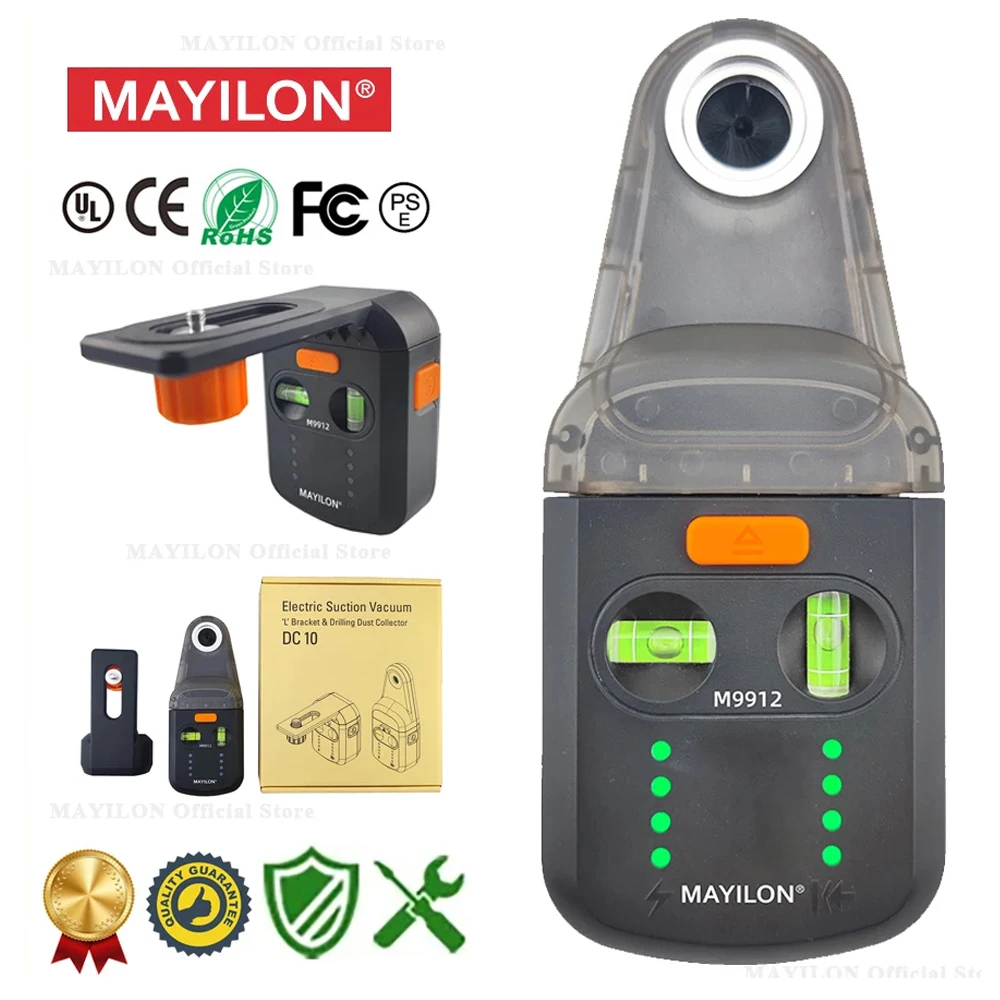 MAYILON M9912 Electric Drilling Dust Collector Laser Level Meter IP54 Anti Water Wall Suction Vacuum Drilling Operation laser level