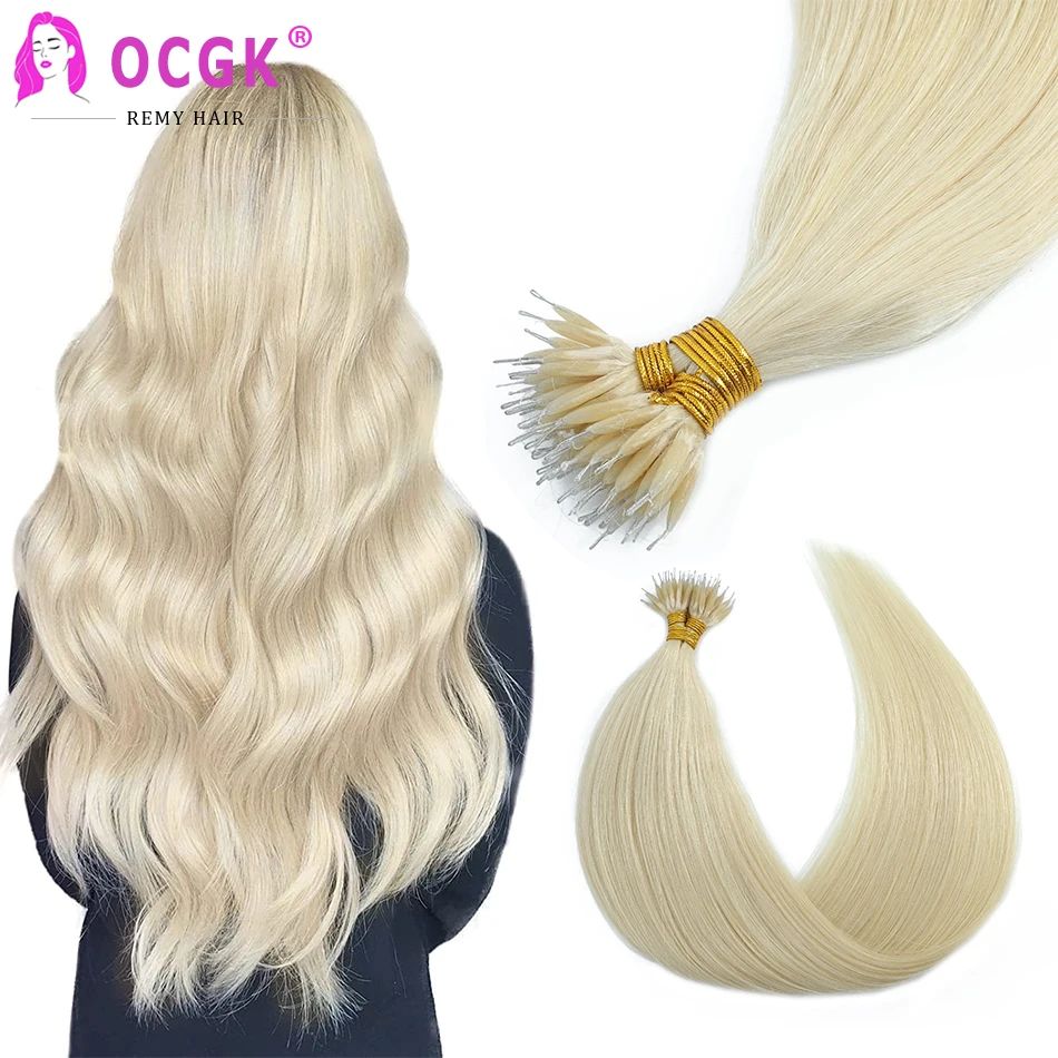 CLEARANCE Nano Ring 100% Human Remy Hair Extensions NANO Loop Beads I Tip  Blonde