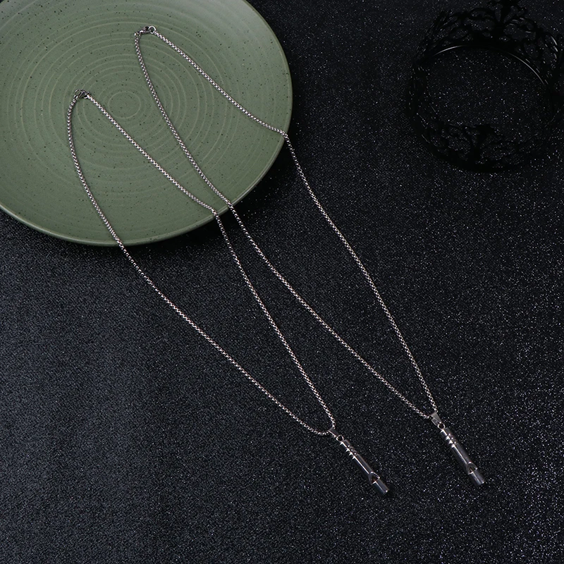1PCS Whistle Necklace Pendant Emergency Survival Whistle Outdoor Hiking Camping Necklaces Stainless Steel Punk survival whistle metal whistle