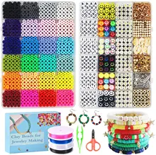 

XUQIAN 7200Pcs Clay Smile Letter Beads Kit with Pendant Charms and 4 Elastic Strings for Bracelets Necklace Jewelry Making J0215