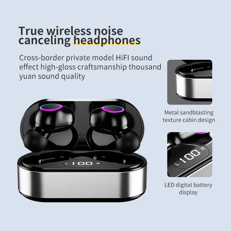 Bluetooth Earphones HD Calling Wireless Headphones Portable Mini Earbuds Noise Canceling Headsets with Microphone for All Phone_voghion.com