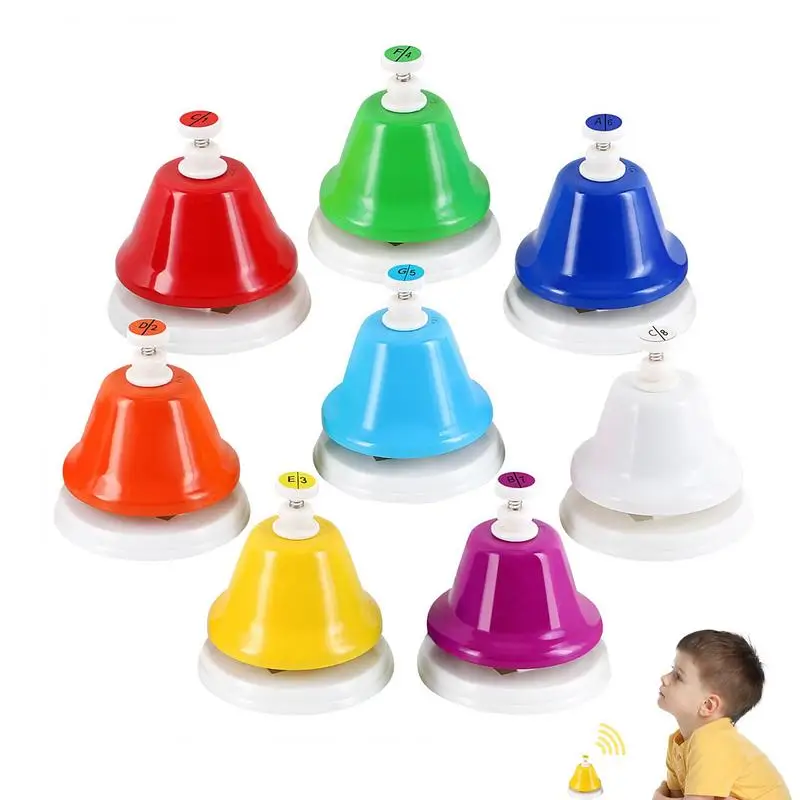 

Music Bells For Desk 8-Note Stainless Steel Service Bell With Clear Sound Anti Slip Base Colorful Musical Instrument