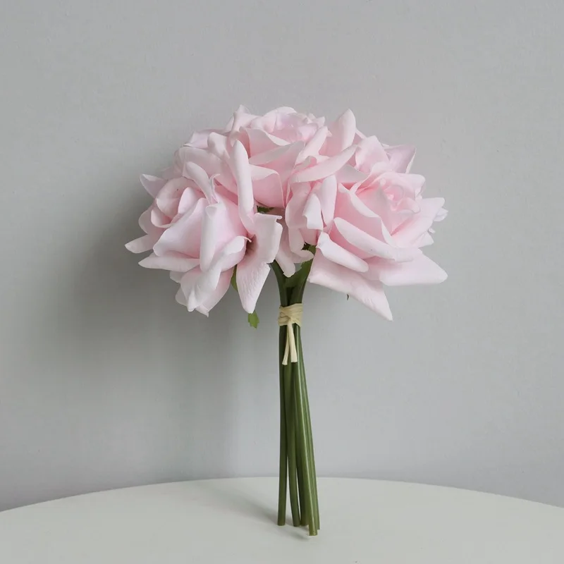 toque real curling rosa látex artificial flores hidratante fotografia casamento arranjo de flores casa decoração do desktop