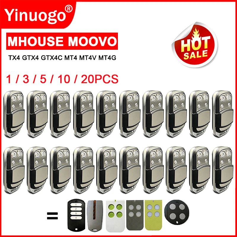 MHOUSE GTX4 TX4 GTX4C Garage Door Remote Control MOOVO MT4V MT4 MT4G Remote Control Garage Door Opener 433.92MHz Rolling Code