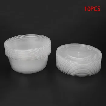 플라스틱 일회용 점심 수프 그릇, 뚜껑이 있는 음식 원형 용기 상자, 10 개, 신제품