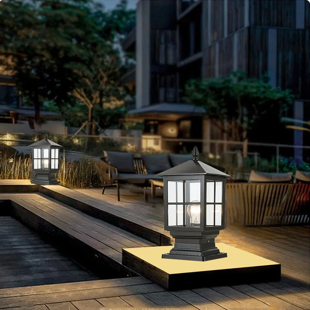 E27 Outdoor Garden Column Light Waterproof Landscape Deck Post Pillar Light Villa Pathway Fence Bollards 110V 220V
