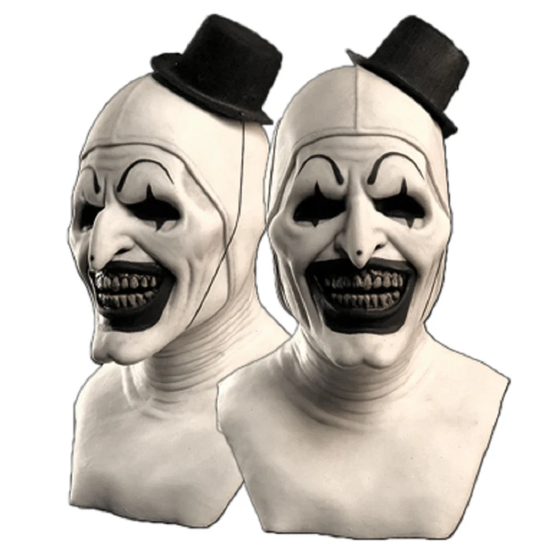 Horror Art Clown Costume Mask Suit Role Play Horror Evil Clown Hat One-piece Costume Halloween Carnival Party Props