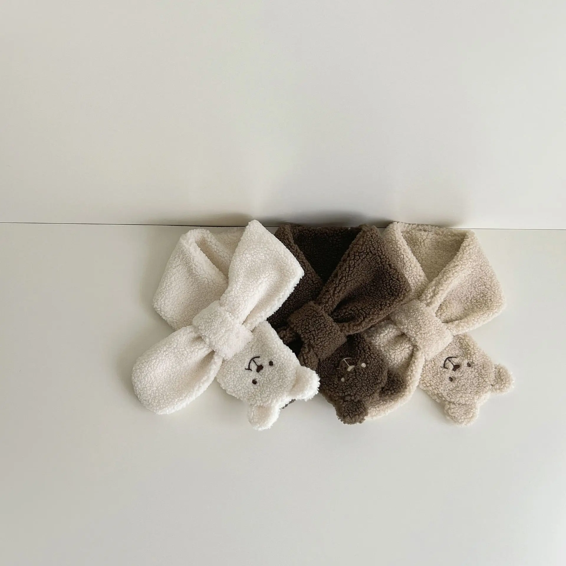 2Years + Korean Style Children's Scarf Winter New Ins Cartoon Bear Boys and Girls Baby Scarfs Sets