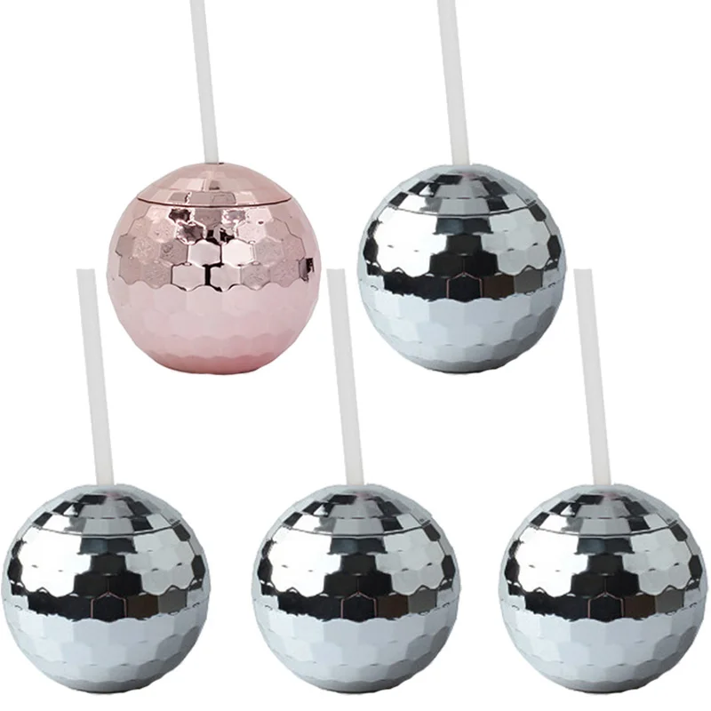 

5pcs Disco Ball Cup with straw Wedding Decoration Bachelorette Bridal Shower Wine Glass Drink Bottle ladies Birthday party Decor
