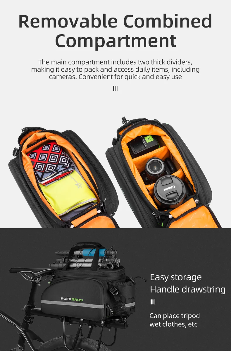 ROCKBROS Bicycle Carrier Bag Waterproof 35L Large Capacity Pannier Rear Rack Shelf Bag Multifunction Travel Bag Bike Accessories