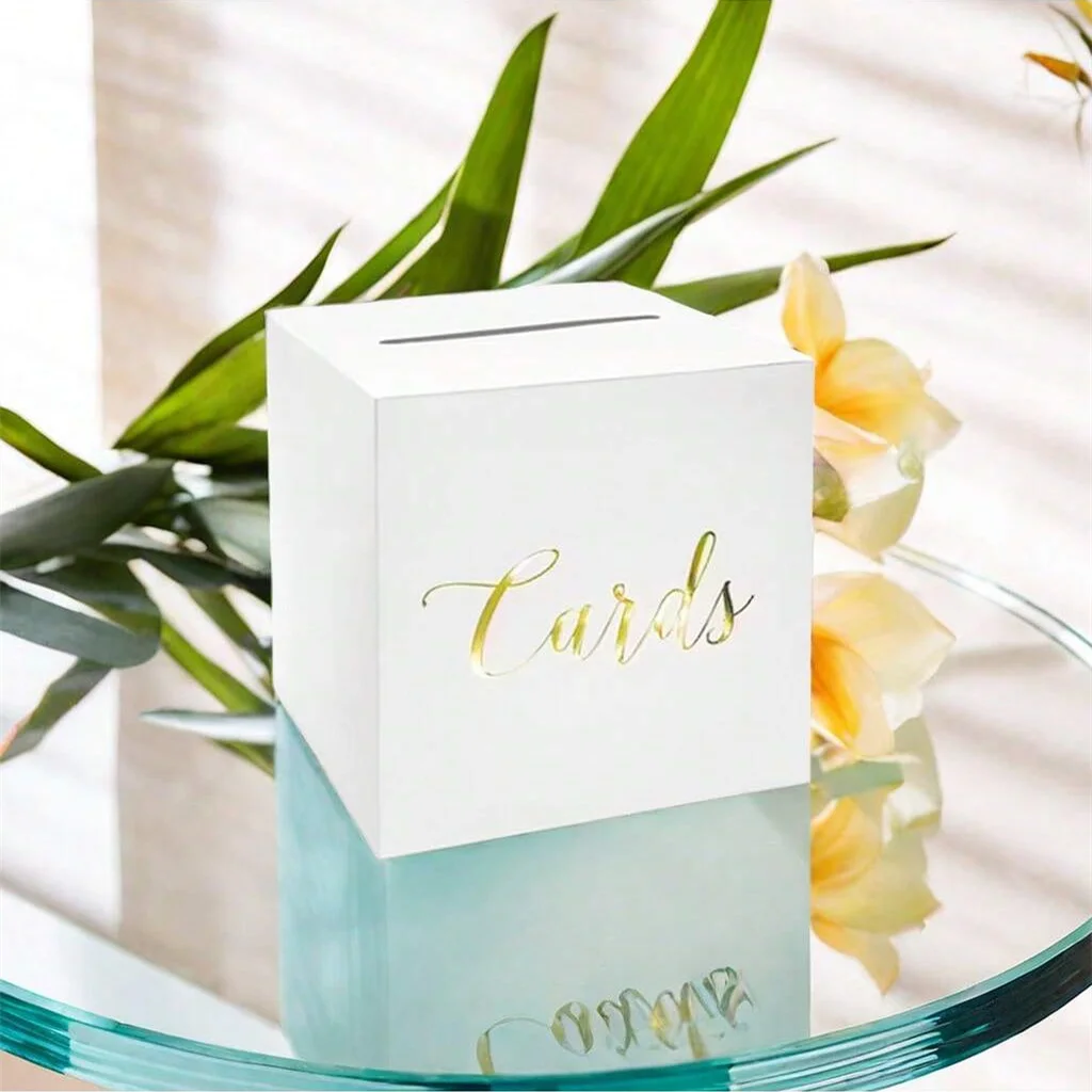 1PC Card Box Gold Foil Design 10 greeting cards Favors Money Box for Wedding Reception Baby Showers Birthday Party gift bags greeting cards