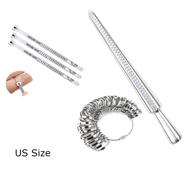 New Professional Jewelry Tools Sets Rings Measuring US Size Gauge Ring Mandrel Measurement Equipment Metal Stick Ring Size DIY