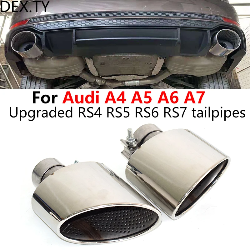 스테인레스 스틸 배기 머플러 테일파이프, 아우디 A4 A5 A6 A7 업그레이드 RS4 RS5 RS6 RS7 용 1 쌍