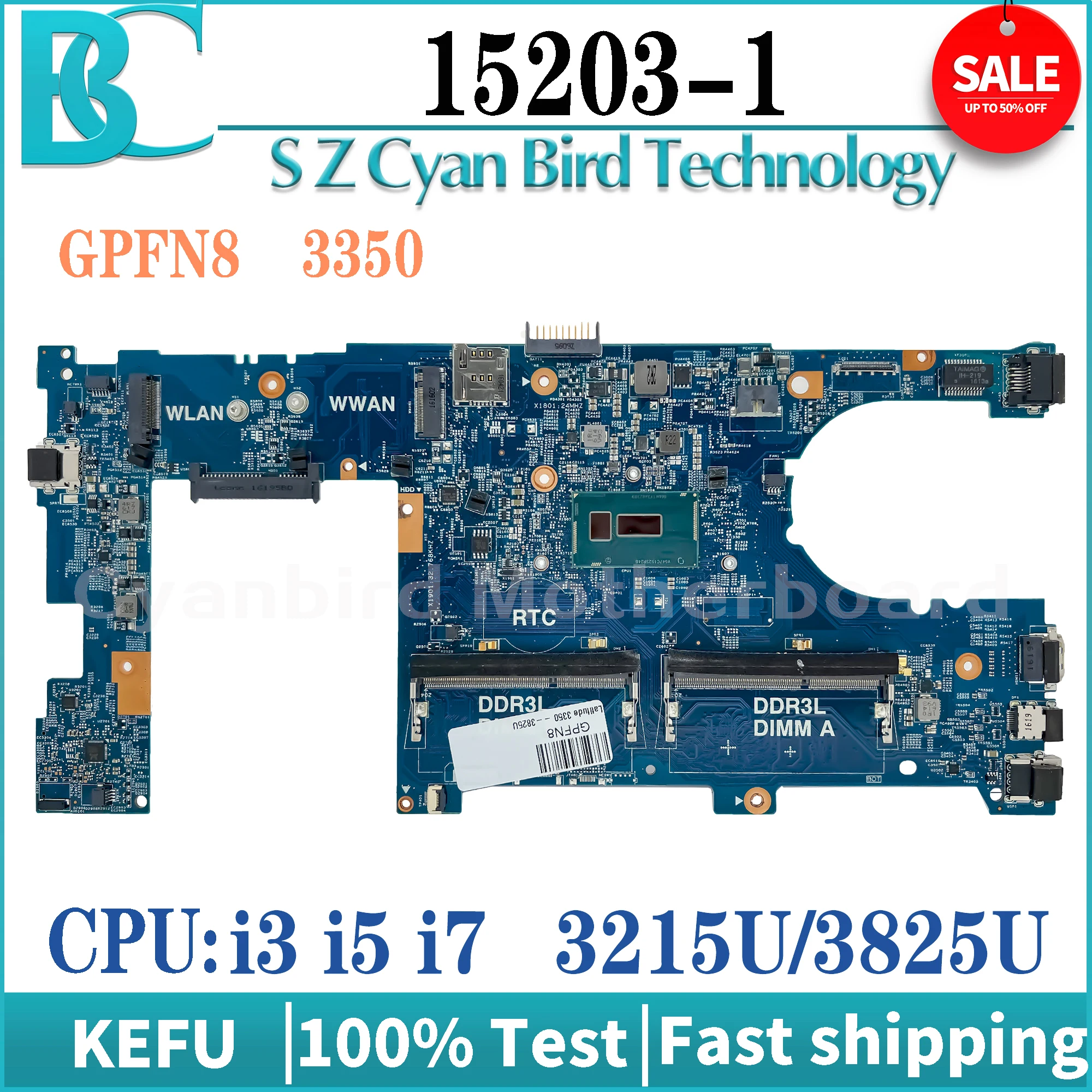 3350 Mainboard Inspiron 15203-1 Gpfn8 Per Dell Laptop Scheda Madre I3 I5 I7 3215U/3825U Cpu Maintherboard 100% Test