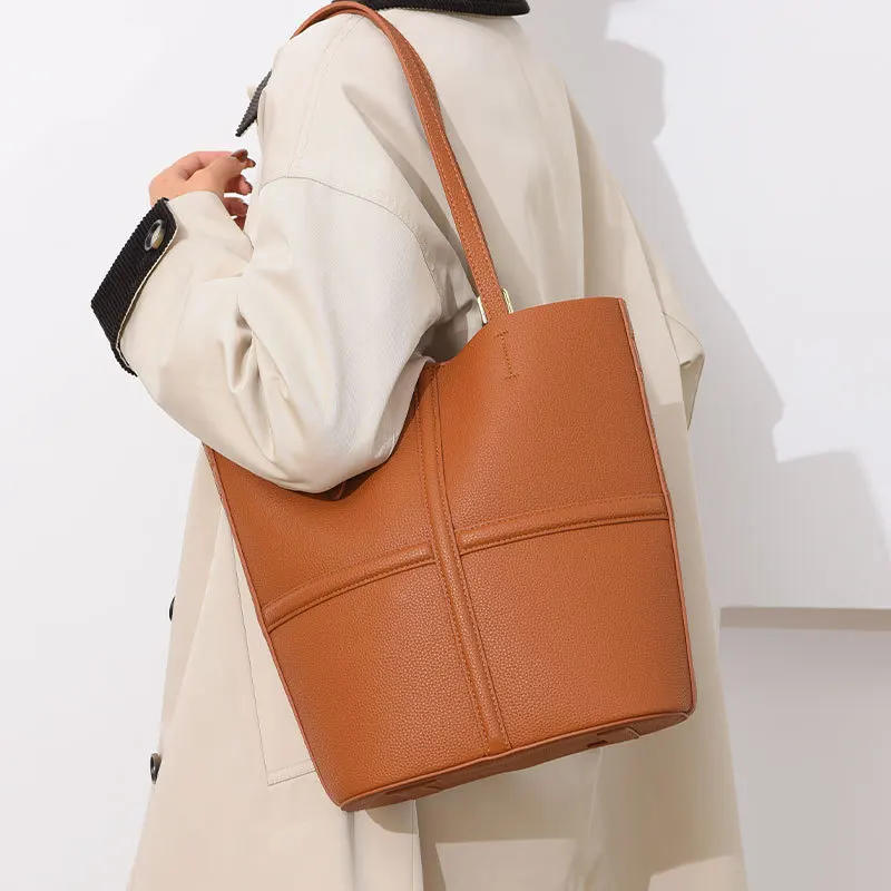 2025 Women Fashion Bucket Shoulder Bag New Design Luxury Handbags pu Leather Tote Bags Female Messenger Bag