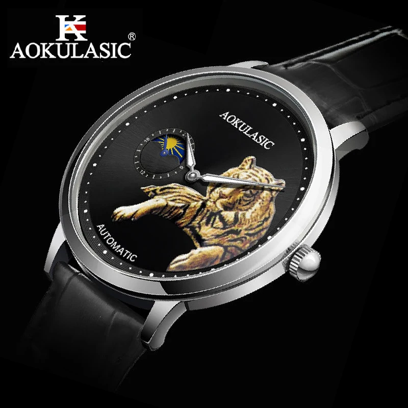 

AOKULASIC Luxury Brand Man New Watches Automatic Mechanical Watch Men Fashion Leather Strap Waterproof Wristwatch Luminous Clock