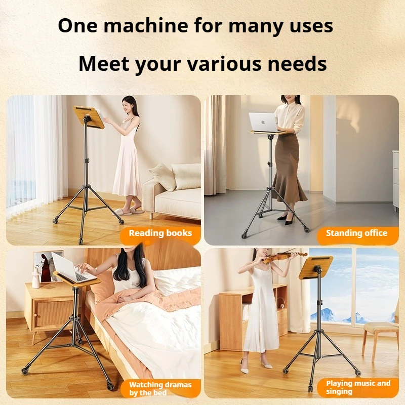 Eary Laptop Stand Projector Tripod 63cm Height Adjustable with Tray Wheels  Floor Book Holder Mount Office Home Stage Studio DJ