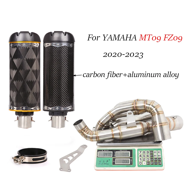 

Full Exhaust System For YAMAHA MT09 FZ09 2020-2023 51mm Motorcycle Header Link Pipe Front Tube Carbon Fiber Escape Tip DB Killer