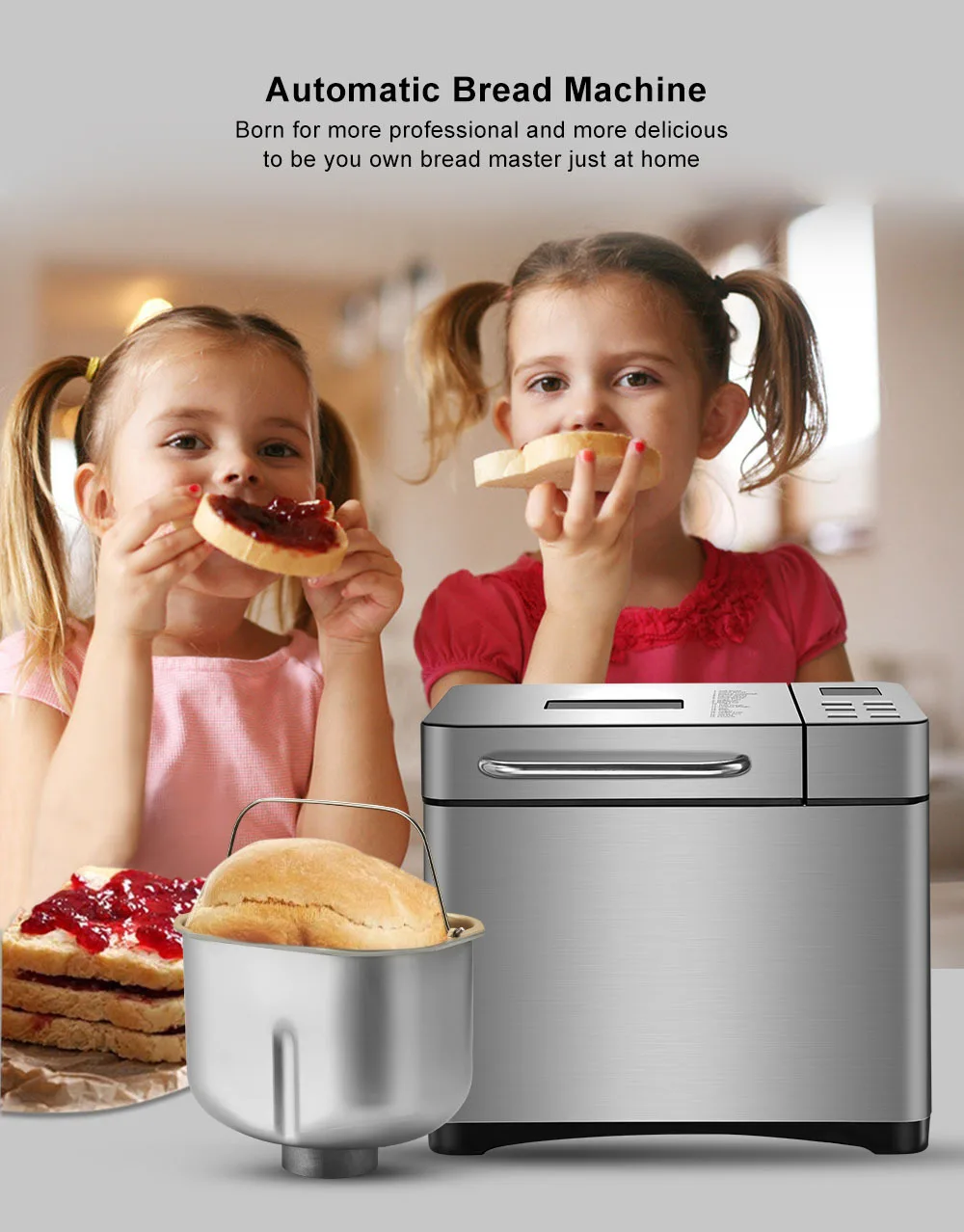 The Best-selling High-quality Bread Machine with LED Display Screen Is an Electric Household Automatic Bread Machine.