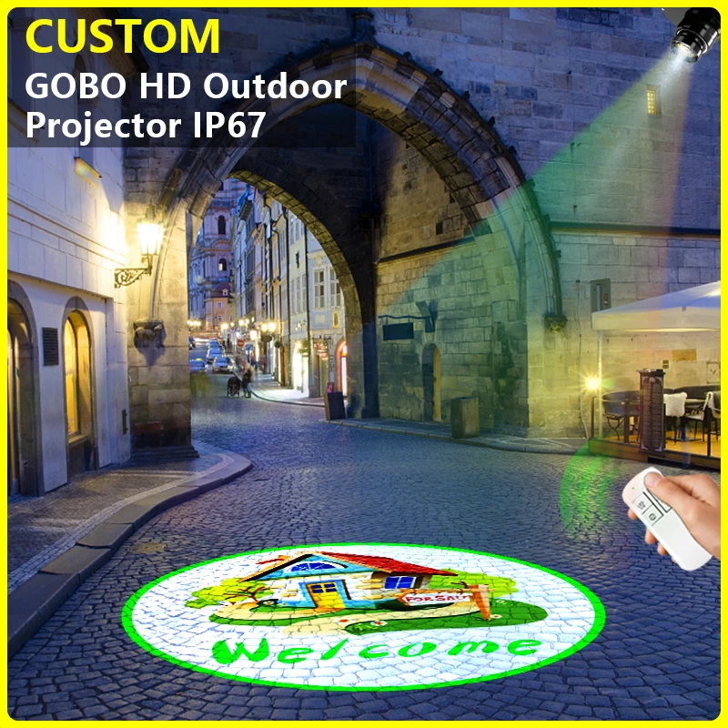 150W HD Indoor Door Head Outdoor ip67 Waterproof Rotating Advertising Image Projection Lamp Gobo Shop Projector