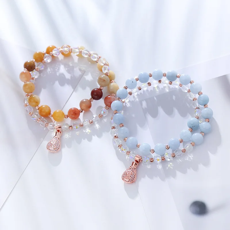 

New Vintage Bracelet Women's Multi-gem Multi-layer Loop Bracelet with Crystal Bracelet Color Hair Crystal Mesh Red Bracelet