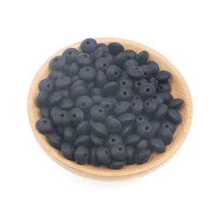 Silicone Lentil Spacer Beads for DIY Accessories (12mm, Multiple Quantities Available) (Black)