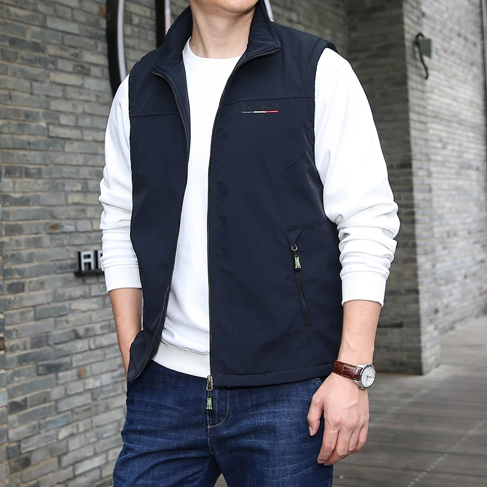 Men's Leather Fishing Vest Windproof Breathable Outdoor